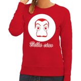 Rode Dali sweater S met La Casa de Papel masker dames