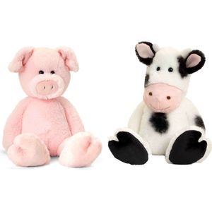 Pluche knuffels koe en varken boerderij vriendjes 25 cm
