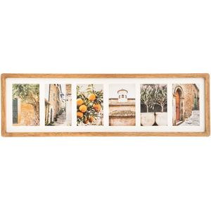 Collage fotolijst voor 6x foto - voor 10 x 15 cm fotos - Mango hout - beige - 70 x 21 cm