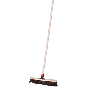 Straatbezem SAGA voor bestratingen/hout - Harde bezemkop van 50 cm breed - Houten steel van 140 cm