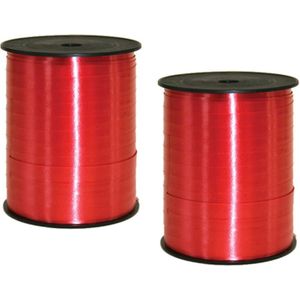 2x rollen cadeaulint/sierlint in de kleur rood 5 mm x 500 meter