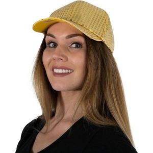 Gouden glitter pailletten disco baseball cap