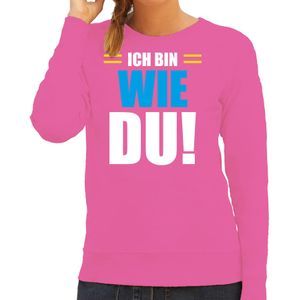 Apres ski sweater/trui voor dames - ich bin wie du - roze - wintersport - skien