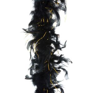 Carnaval verkleed veren Boa kleur zwart met goud 2 meter