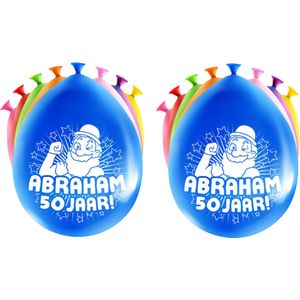 24x stuks Abraham/50 jaar feest ballonnen - diverse kleuren - latex - ca 30 cm