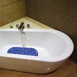 MSV Douche/bad anti-slip mat - badkamer - pvc - donkerblauw - 39 x 99 cm - zuignappen - steentjes motief