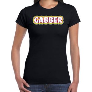 Verkleed t-shirt voor dames - gabber - zwart - foute party/carnaval - vriend/maat - muziek
