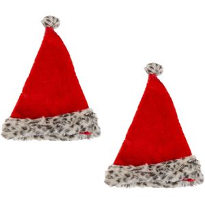 2x stuks pluche kerstmutsen met luipaard print vor volwassenen