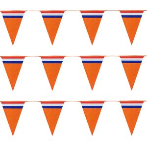 Bellatio Decorations - Oranje Holland vlaggenlijnen - 3x stuks van 10 meter