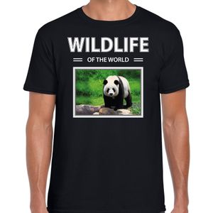 Panda t-shirt met dieren foto wildlife of the world zwart voor heren