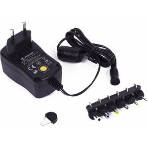 Stroom adapter - universele - 1000mA  230V - 3-12 Volt AC/DC - Zwart