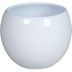 Floran Bloempot/plantenpot - keramiek - glanzend wit - Diameter 12.5 cm en Hoogte 13 cm