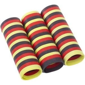 6x rolletjes serpentine rollen zwart/rood/geel van 4 meter