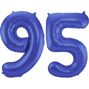 Grote folie ballonnen cijfer 95 in het blauw 86 cm