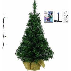 Volle kerstboom/kunstboom 75 cm inclusief gekleurde verlichting
