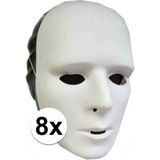 8x Witte grimeer maskers van plastic