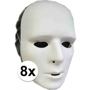 8x Witte grimeer maskers van plastic
