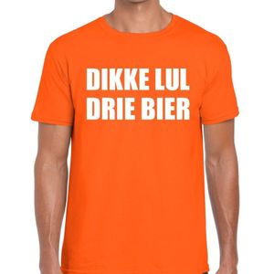 Dikke Lul Drie Bier tekst t-shirt oranje heren
