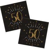 Verjaardag feest servetten leeftijd - 20x - 50 jaar - goud - 33 x 33 cm
