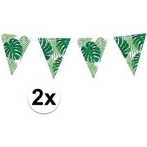 2x Groene DIY Hawaii thema feest vlaggenlijnen 1,5 meter