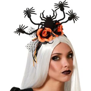 Halloween/horror verkleed diadeem/tiara - spinnen en bloemen - kunststof - dames/meisjes