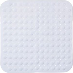 Anti-slip badkamer douche/bad mat wit 54 x 54 cm vierkant - Badkamermat met zuignappen