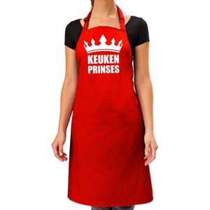 Keuken Prinses barbeque schort / keukenschort bordeaux rood voor dames - bbq schorten