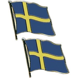 2x stuks pin speldje/broche vlag Zweden 20 mm