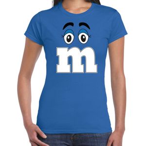 Verkleed t-shirt M voor dames - blauw - carnaval/themafeest kostuum