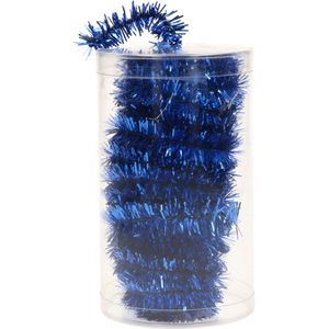 1x stuks folie tinsel slingers/guirlandes blauw 20 meter kerstslingers