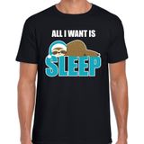 All I want is sleep / Ik wil alleen slapen fun tekst pyjama shirt zwart heren - Grappig slaapshirt