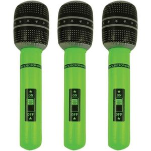 Set van 3x stuks neon groene opblaasbare microfoon 40 cm