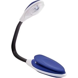 LED leeslampje met klem op batterijen blauw