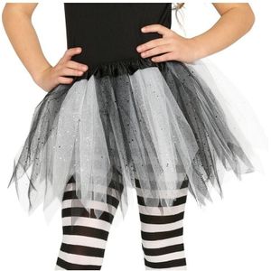 Heksen verkleed petticoat/tutu zwart/wit glitters voor meisjes