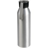 3x Stuks aluminium waterfles/drinkfles zilver met grijze kunststof schroefdop 650 ml