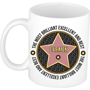 Naam mok Carmen - wit - Most Brilliant - keramiek - 300 ml - cadeau collega beker
