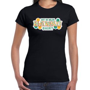 Hawaii shirt zomer t-shirt zwart met groene letters voor dames