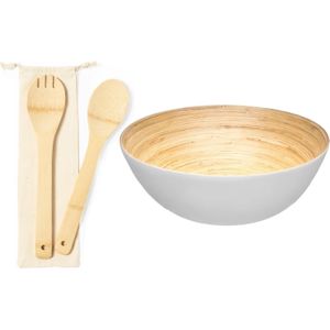 Slakom/serveerschaal en slacouvert - Bamboe - D25 cm