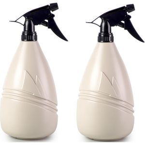 Plantenspuit met een inhoud van 1150 ml - 2x - beige - verstuiver kop - 26 cm - kunststof