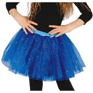 Petticoat/tutu verkleed rokje kobalt blauw glitters voor meisje