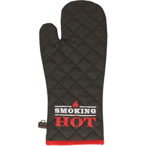 BBQ handschoenen - hittebestendig tot 250 graden - antraciet/rood - katoen - ovenwanten