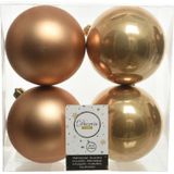 12x Camel bruine kerstballen 10 cm kunststof mat/glans