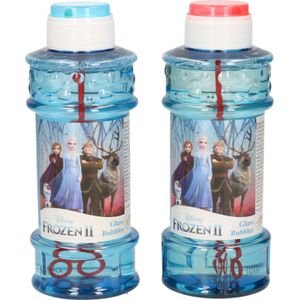 2x Disney Frozen 2 bellenblaas flesjes met bal spelletje in dop 300 ml voor kinderen