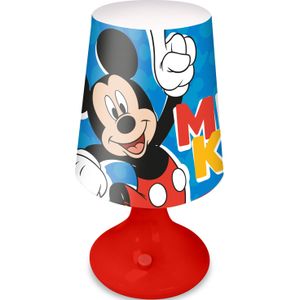 Disney Mickey Mouse tafellamp/bureaulamp/nachtlamp voor kinderen - rood - kunststof - 18 x 9 cm