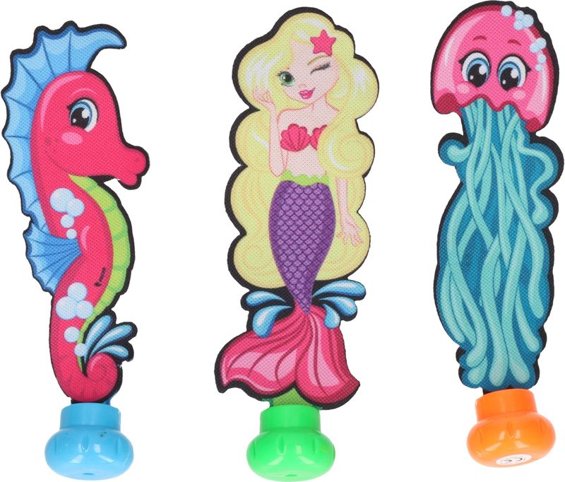 Duikspeelgoed zwembad - set van 3x - zee figuren - zeepaardje/zeemeermin/kwal - kunststof - vakantie