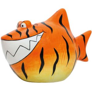 Dieren spaarpot oranje tijgerhaai 13 cm