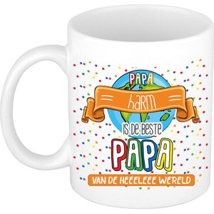 Naam mok papa Harm - wit - de beste - keramiek - 300 ml - Vaderdag/verjaardag