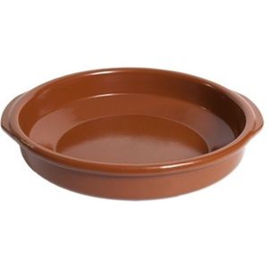 Tapas ovenschaal en serveerschaal - rond - Spaans terracotta/aardewerk - D30 x H7 cm - Klassieke stijl