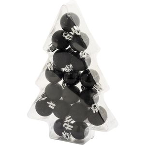 17x stuks kleine kunststof kerstballen zwart 3 cm mat/glans/glitter