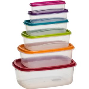 5five Vershoudbakjes nestbaar - 6-delig - BPA vrij - meal prep - herbruikbaar - multi kleuren